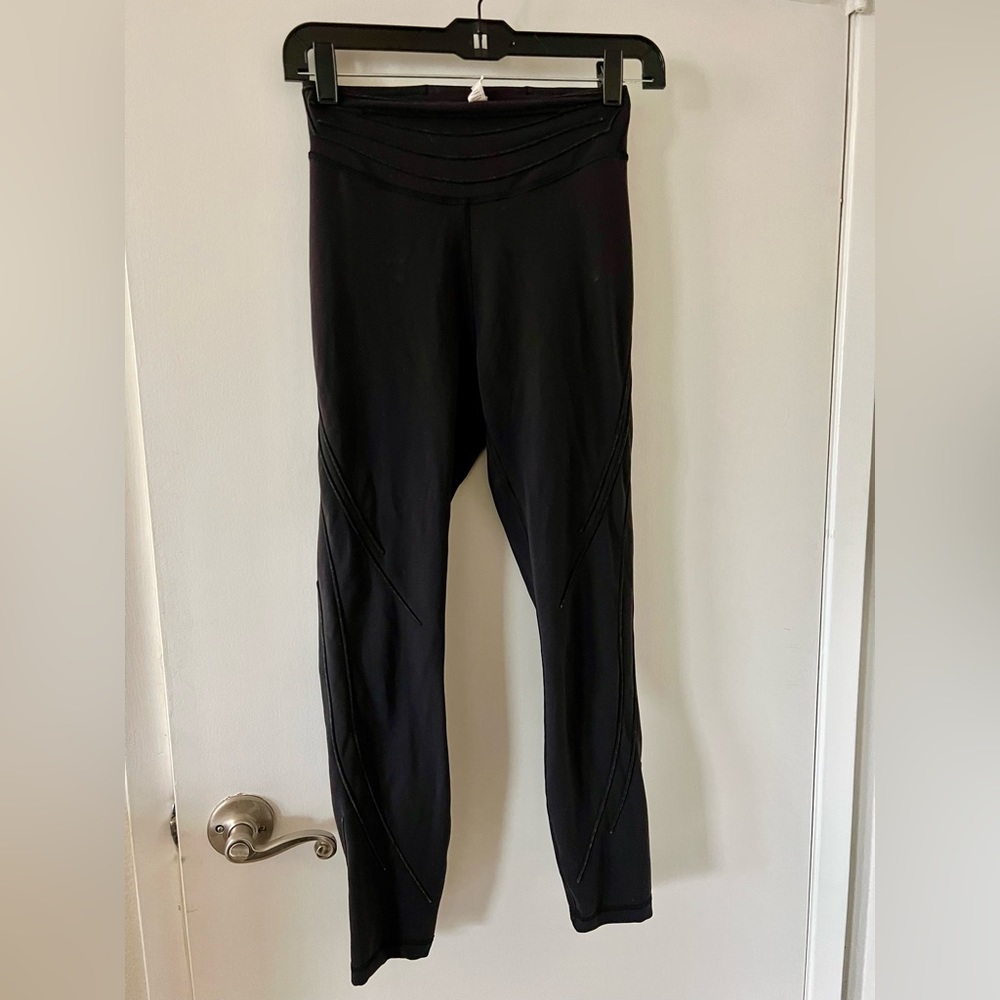 Lululemon super high rise size 6, length hemmed to 25, Color = BLACK